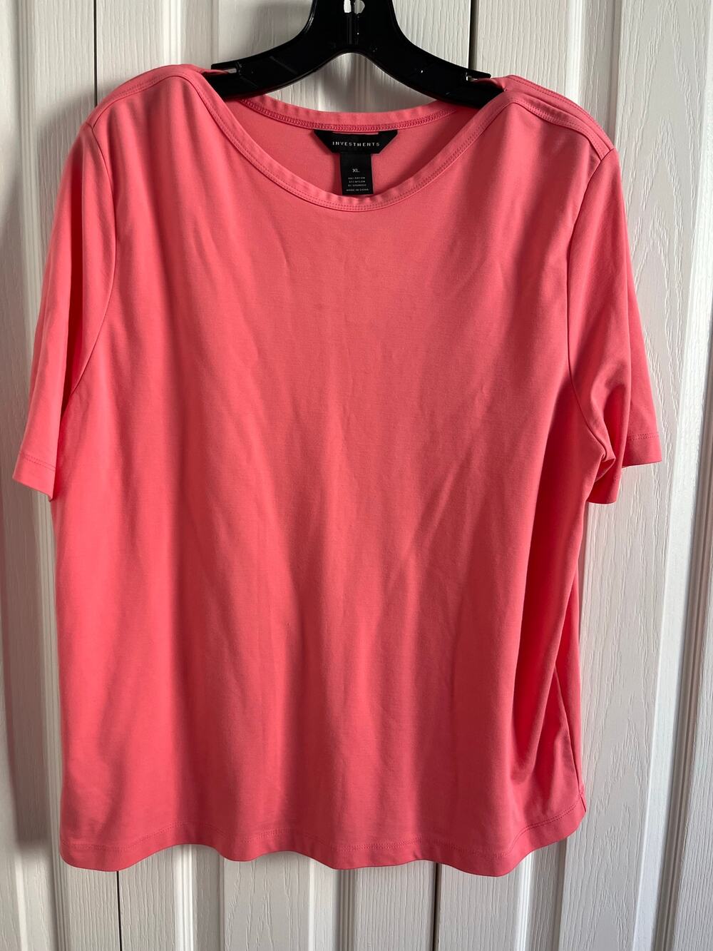 Investments XL Pink Short Sleeve Stretch Knit Top Rayon Blend Dillard's